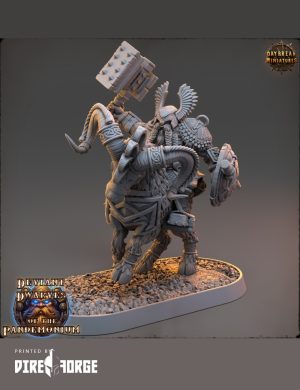 Trazdak Darkbane on Fire Goat - Deviant Dwarves of the Pandemonium | Daybreak Miniatures | Fantasy