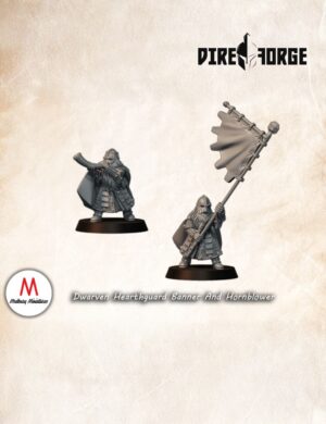Dwarven Hearthguard Banner And Hornblower | Dwarves of the Saphire Ridges | Medbury | Fantasy