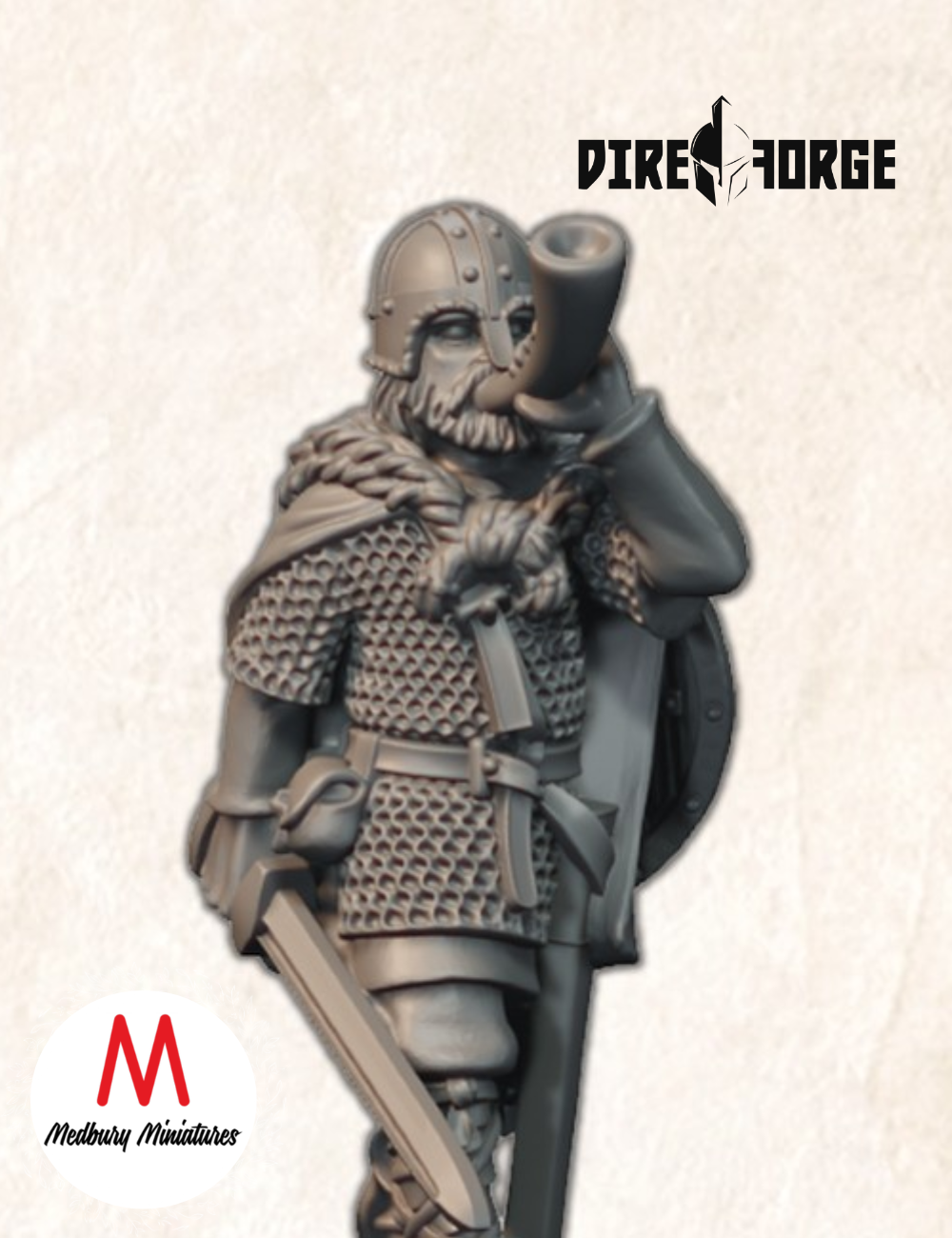 Armoured Saxon Hornblower And Banner Bearer (1)