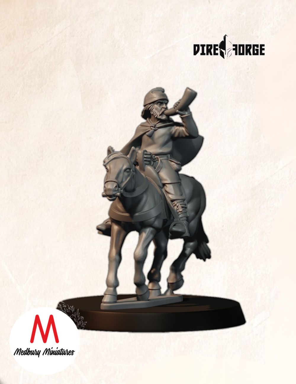 Mounted Unarmoured Saxon Hornblower And Banner Bearer (2)