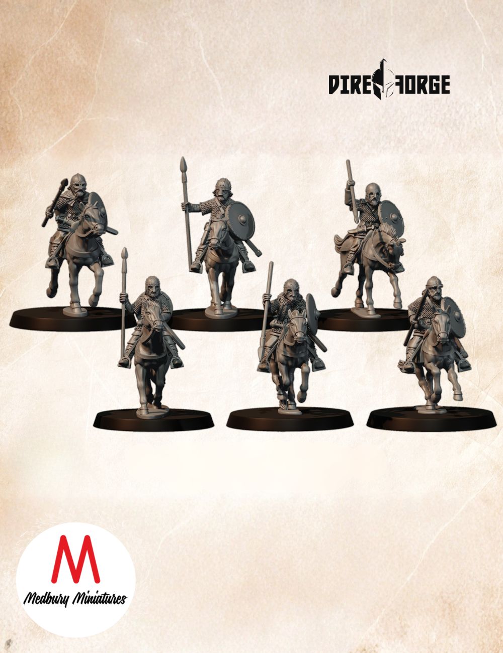 Mounted Unarmoured Saxon Hornblower And Banner Bearer (4)
