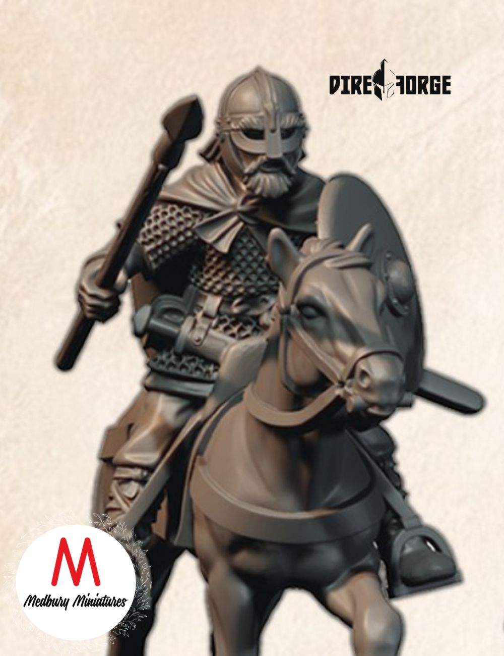 Mounted Unarmoured Saxon Hornblower And Banner Bearer (5)