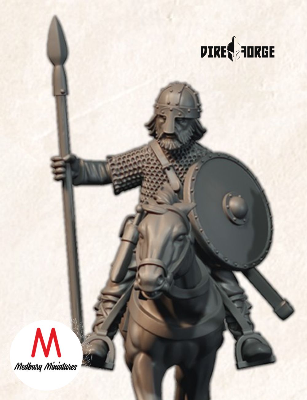 Mounted Unarmoured Saxon Hornblower And Banner Bearer (6)