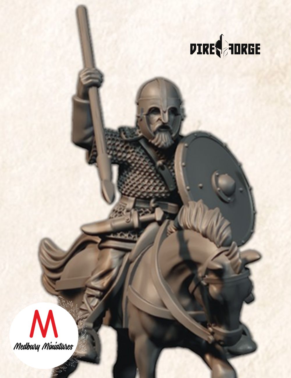 Mounted Unarmoured Saxon Hornblower And Banner Bearer (7)