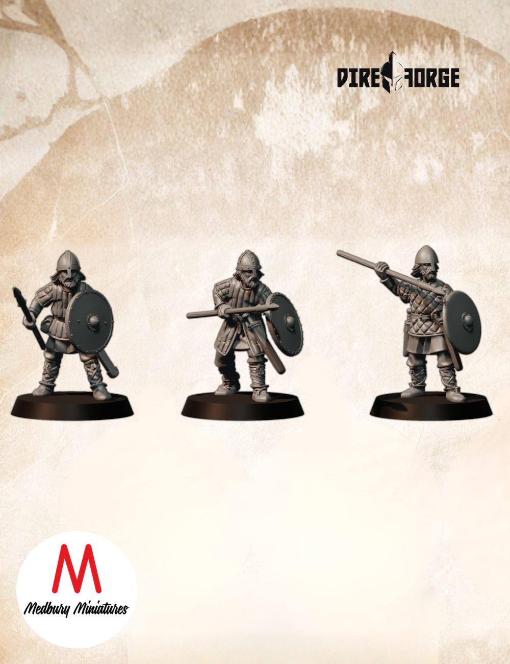 Dark Age Spearmen in Gambeson – round shield